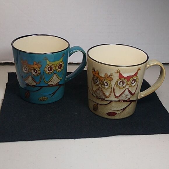 Great Gathering Double Owl Mugs Cottagecore Countrycore kitsch - Picture 1 of 7